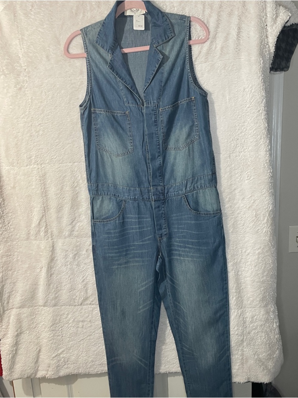 Ya Ya Club Denim Sleeveless Jumpsuit in Blue